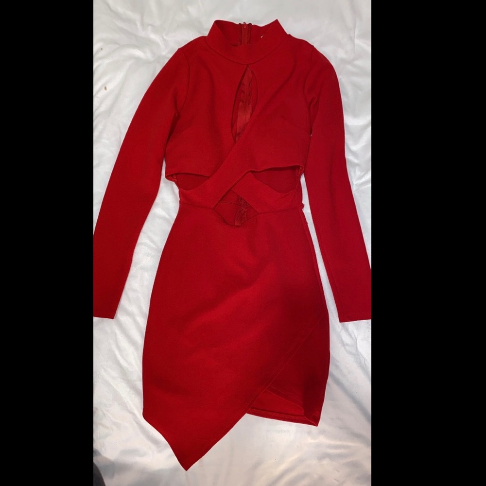 Red front cutout dress